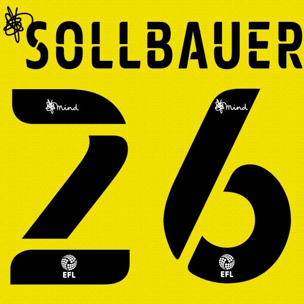 BARNSLEY 2020 2021 OFFICIAL SOLLBAUER 26 3RD PLAYER SIZE NAME SET