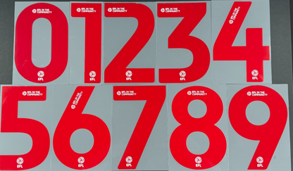 2023 2025 OFFICIAL EFL FOOTBALL LEAGUE RED PLAYER SIZE SHIRT NUMBERS