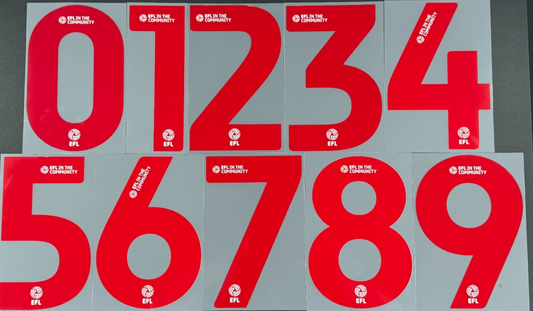 2023 2025 OFFICIAL EFL FOOTBALL LEAGUE RED PLAYER SIZE SHIRT NUMBERS