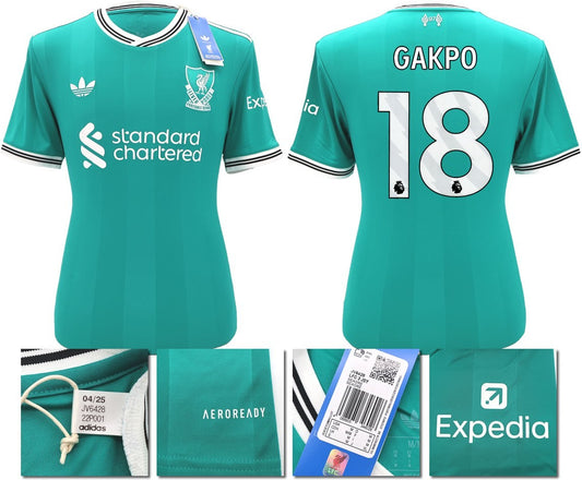 BNWT 2025 2026 LIVERPOOL ADIDAS 3RD SHIRT GAKPO 18 + PATCHES MEN'S