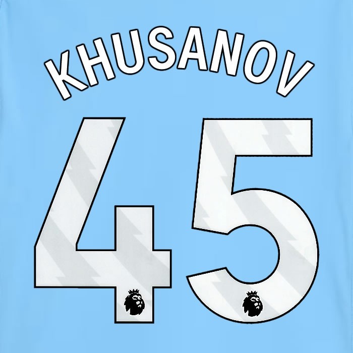 2025 2026 MANCHESTER CITY KHUSANOV 45 WHITE HOME PLAYER SIZE NAME SET