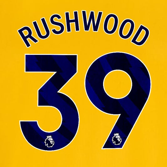 2024 2025 OFFICIAL BRIGHTON RUSHWOOD 39 AWAY BLUE PLAYER SIZE NAMESET