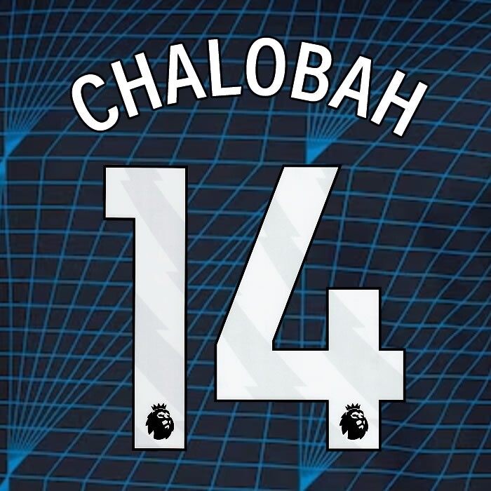 2023 2024 OFFICIAL CHELSEA CHALOBAH 14 WHITE AWAY PLAYER SIZE NAMESET
