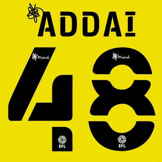 BARNSLEY 2020 2021 OFFICIAL ADDAI 48 3RD PLAYER SIZE NAME SET