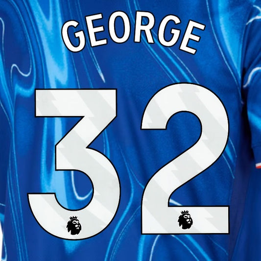 2024 2025 OFFICIAL CHELSEA GEORGE 32 WHITE HOME PLAYER SIZE NAMESET