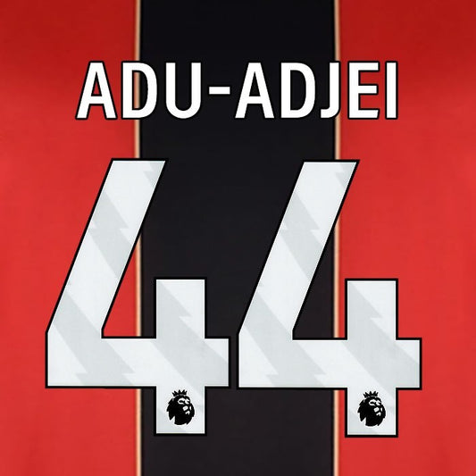 2024 2025 BOURNEMOUTH ADU ADJEI 44 WHITE HOME PLAYER SIZE NAME SET