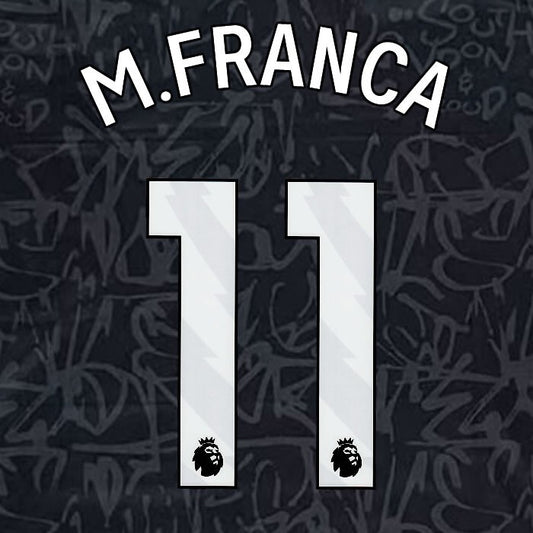 2023 2024 OFFICIAL CRYSTAL PALACE M. FRANCA 11 WHITE 3RD PLAYER SIZE NAMESET