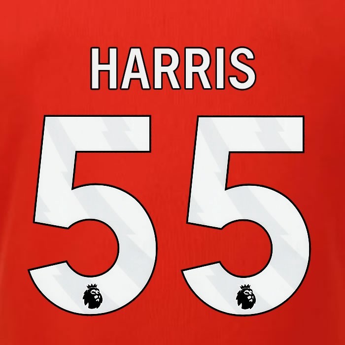 2023 2024 LUTON TOWN OFFICIAL HARRIS 55 WHITE HOME PLAYER SIZE NAMESET