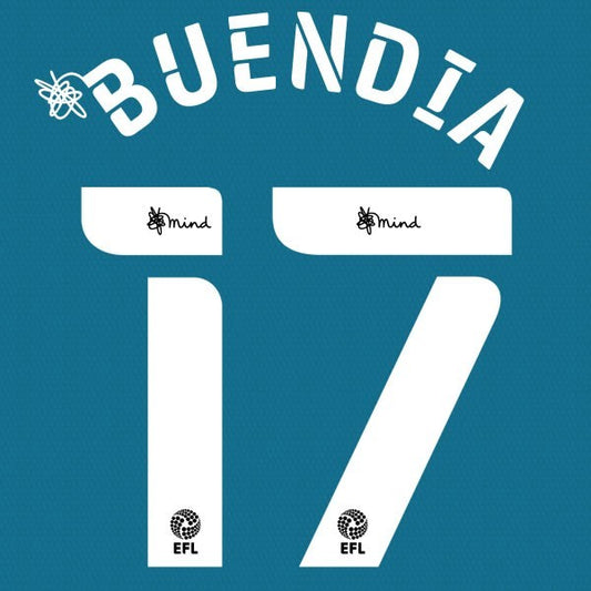 NORWICH 2020 2021 OFFICIAL BUENDIA 17 AWAY PLAYER SIZE NAME SET