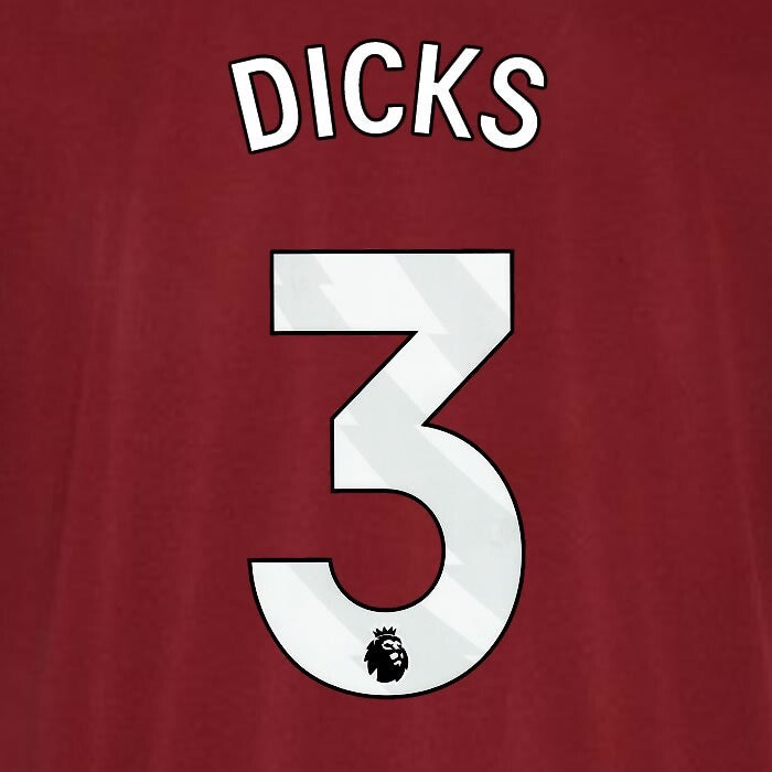 2023 2024 WEST HAM DICKS 3 OFFICIAL AVERY DENNISON WHITE PLAYER SIZE NAMESET
