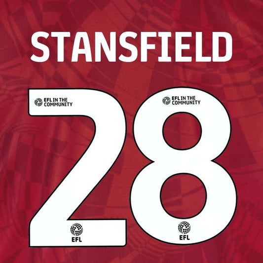 25 26 BIRMINGHAM CITY STANSFIELD 28 OFFICIAL WHITE 3RD NAME SET 230MM