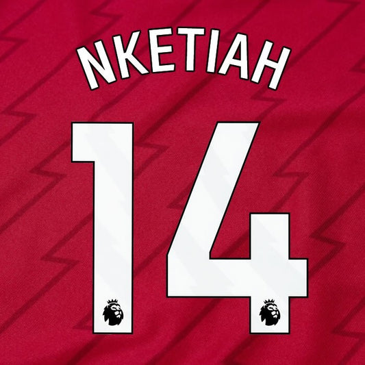 ARSENAL 2023/24 NKETIAH 14 OFFICIAL AVERY DENNISON WHITE PLAYER SIZE NAME SET
