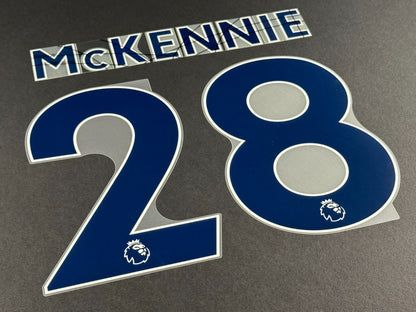 LEEDS UNITED 2022 2023 McKENNIE 28 OFFICIAL AVERY BLUE PLAYER SIZE NAME SET