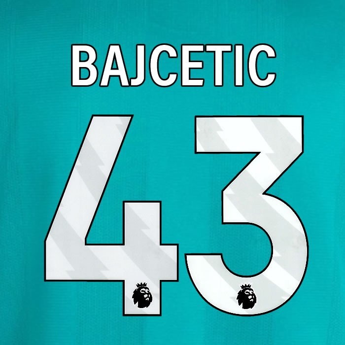 2025 2026 OFFICIAL LIVERPOOL BAJCETIC 43 WHITE 3RD PLAYER SIZE NAMESET