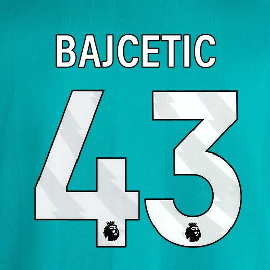 2025 2026 OFFICIAL LIVERPOOL BAJCETIC 43 WHITE 3RD PLAYER SIZE NAMESET