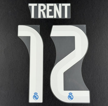 2025 2026 REAL MADRID TRENT 12 OFFICIAL 3RD PLAYER SIZE NAMESET