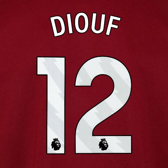 2025 2026 WEST HAM DIOUF 12 OFFICIAL WHITE HOME PLAYER SIZE NAMESET