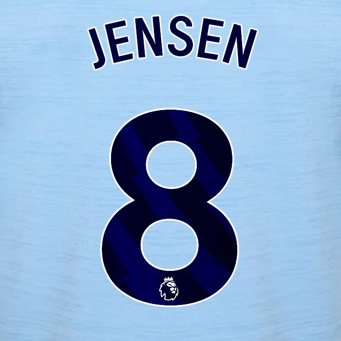 2023 2024 BRENTFORD JENSEN 8 OFFICIAL BLUE AWAY PLAYER SIZE NAMESET