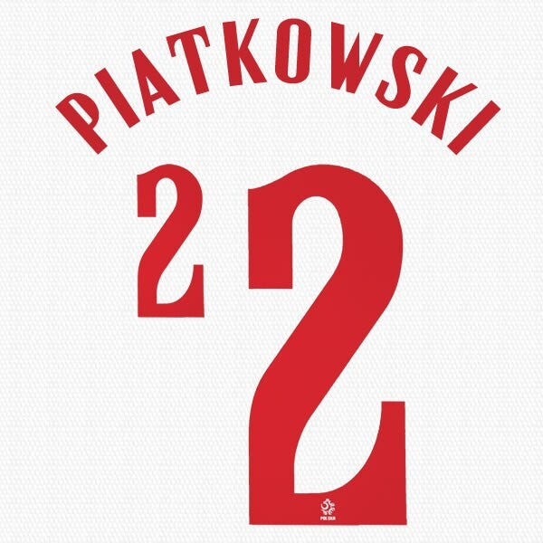 2020 2021 OFFICIAL POLAND PIATKOWSKI 2 HOME RED PLAYER SIZE NAMESET