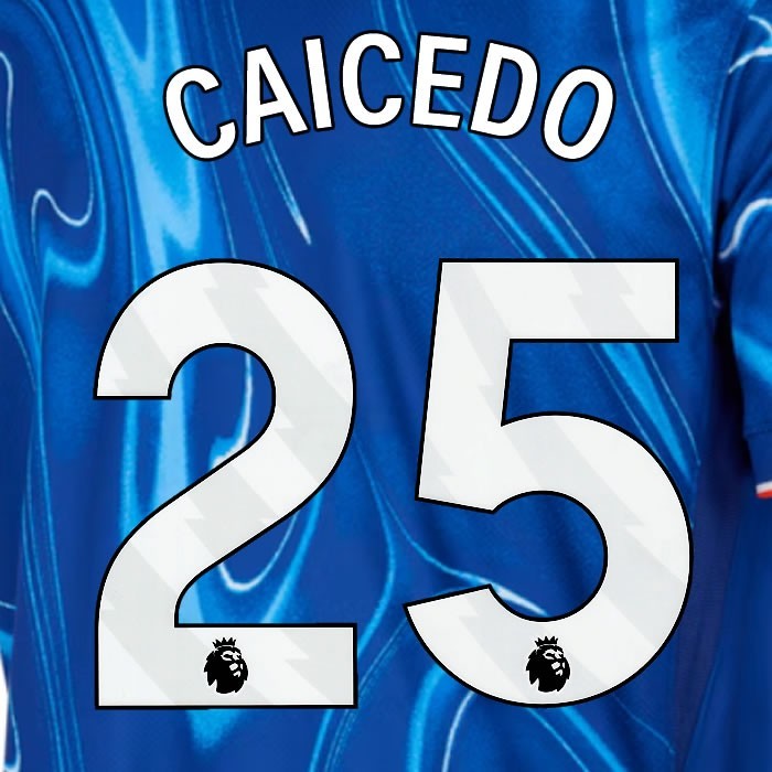 2024 2025 OFFICIAL CHELSEA CAICEDO 25 WHITE HOME PLAYER SIZE NAMESET