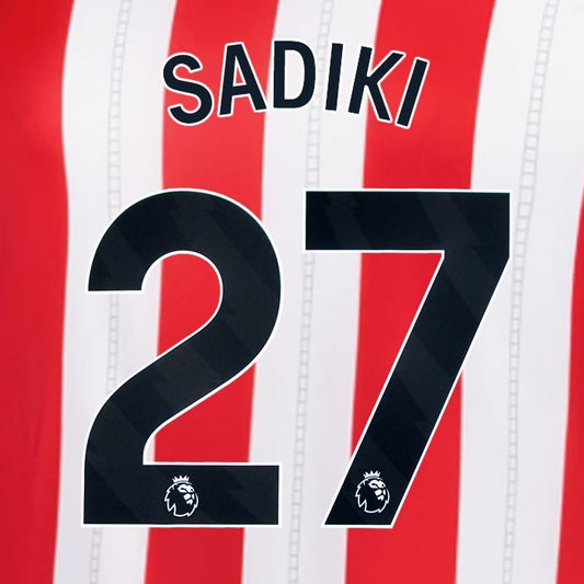 2025 2026 OFFICIAL SUNDERLAND SADIKI 27 BLACK HOME PLAYER SIZE NAME SET