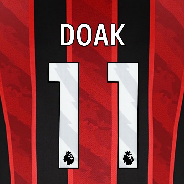 2025 2026 BOURNEMOUTH DOAK 11 WHITE HOME PLAYER SIZE NAME SET