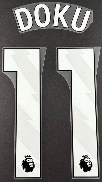 MAN CITY 2023/25 DOKU 11 OFFICIAL AVERY DENNISON WHITE PLAYER SIZE NAME SET