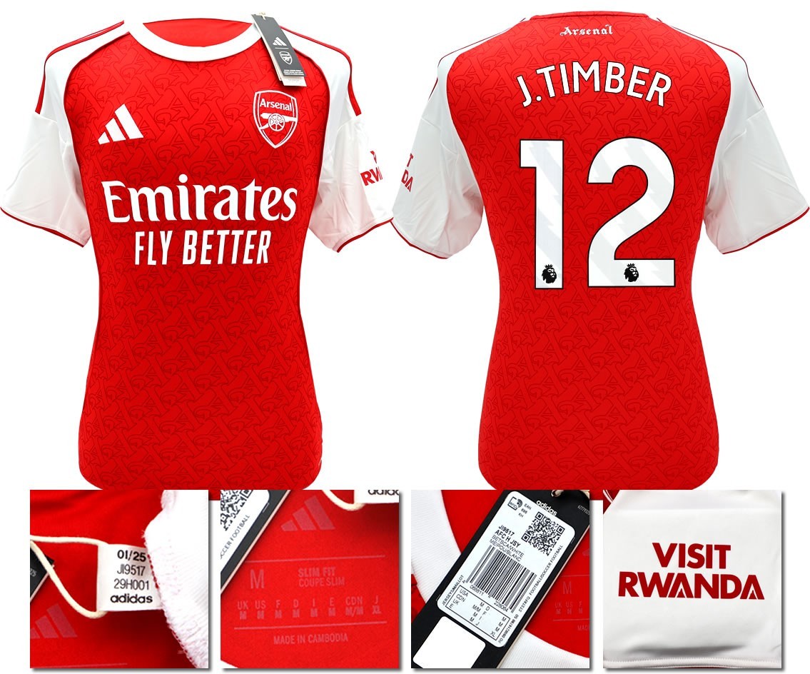 BNWT 2025/2026 ARSENAL F.C. ADIDAS HOME SHIRT J. TIMBER 12