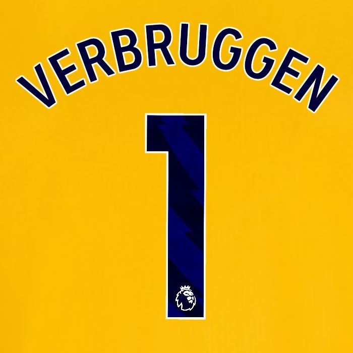 2024 2025 OFFICIAL BRIGHTON VERBRUGGEN 1 AWAY BLUE PLAYER SIZE NAMESET