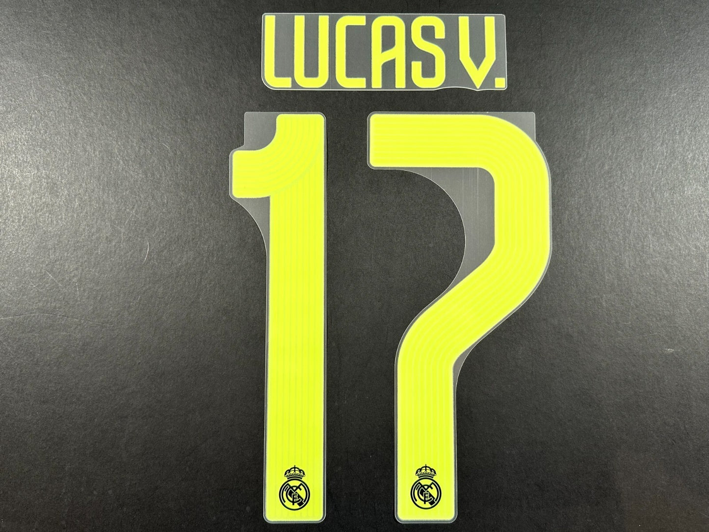 2022 2023 AVERY DENNISON REAL MADRID LUCAS V. 17 3RD GREEN PLAYER SIZE NAMESET