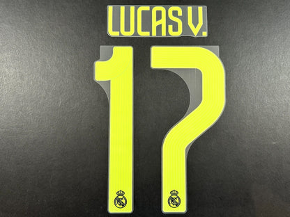 2022 2023 AVERY DENNISON REAL MADRID LUCAS V. 17 3RD GREEN PLAYER SIZE NAMESET