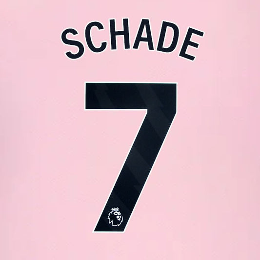 2024 2025 BRENTFORD SCHADE 7 OFFICIAL BLACK AWAY PLAYER SIZE NAMESET