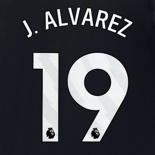 2023 2024 MAN CITY J. ALVAREZ 19 WHITE 3RD PLAYER SIZE NAME SET