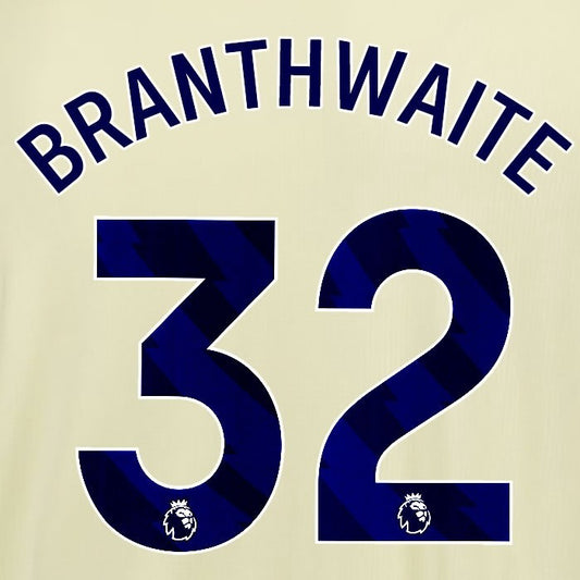 2025 2026 EVERTON BRAITHWAITE 32 OFFICIAL BLUE AWAY PLAYER SIZE NAMESET