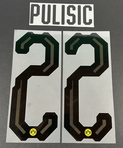 2018 2019 ELMS UK BORUSSIA DORTMUND PULISIC 22 HOME PLAYER SIZE NAME SET