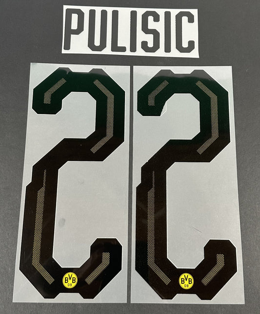2018 2019 ELMS UK BORUSSIA DORTMUND PULISIC 22 HOME PLAYER SIZE NAME SET