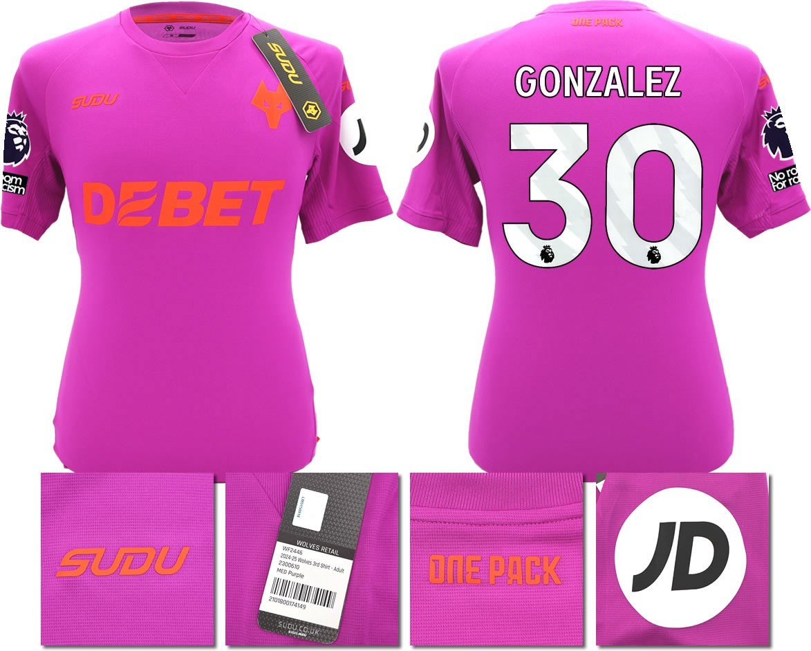BNWT 2024/2025 WOLVES F.C. SUDU THIRD SHIRT GONZALEZ 30