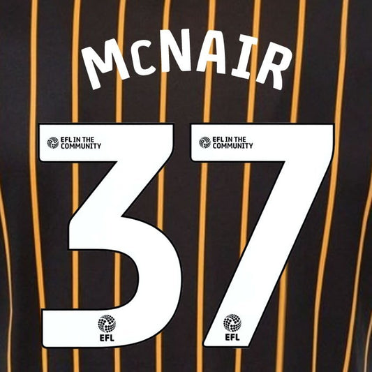 25 26 HULL CITY MCNAIR 37 OFFICIAL WHITE HOME PLAYER SIZE NAME SET 230MM