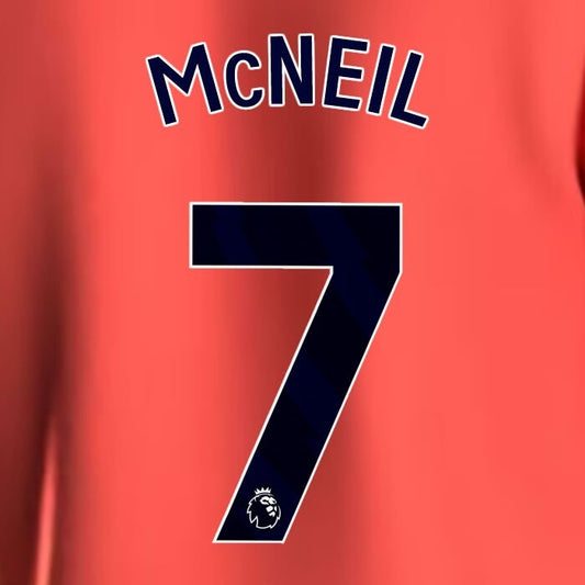 2023 2024 EVERTON McNEIL 7 OFFICIAL BLUE AWAY PLAYER SIZE NAMESET