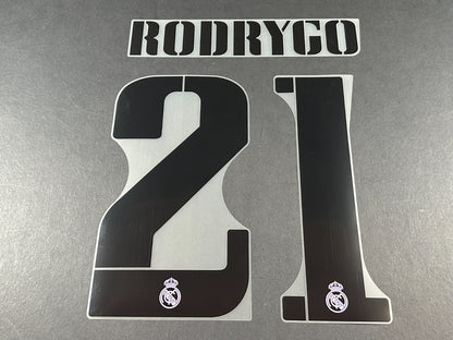 2022 2023 AVERY DENNISON REAL MADRID RODRYGO 21 HOME PLAYER SIZE NAMESET