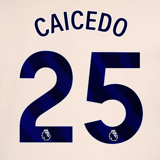 2024 2025 OFFICIAL CHELSEA CAICEDO 25 BLUE AWAY PLAYER SIZE NAMESET