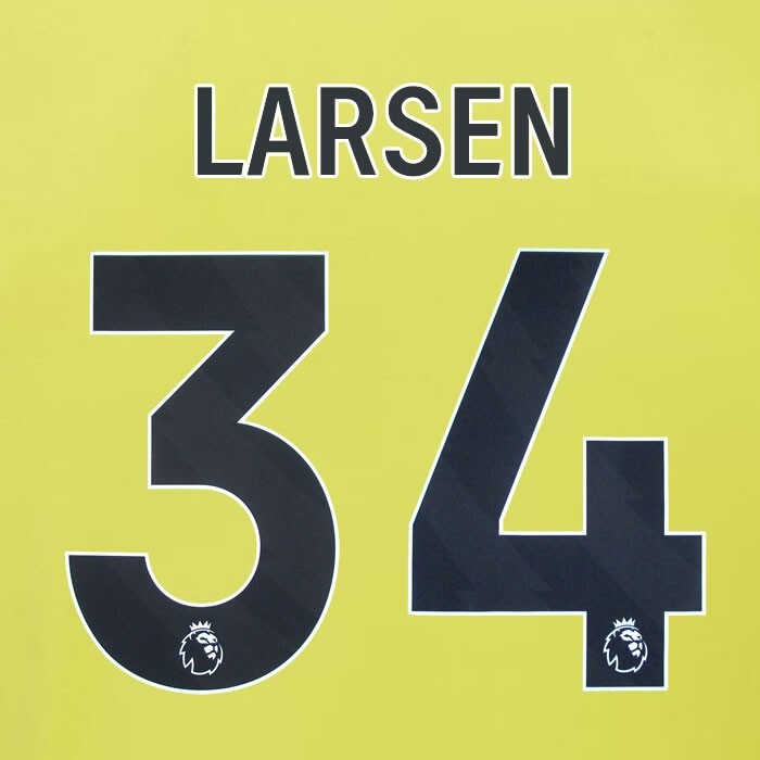 2023 2024 BURNLEY LARSEN 34 OFFICIAL BLACK AWAY PLAYER SIZE NAMESET