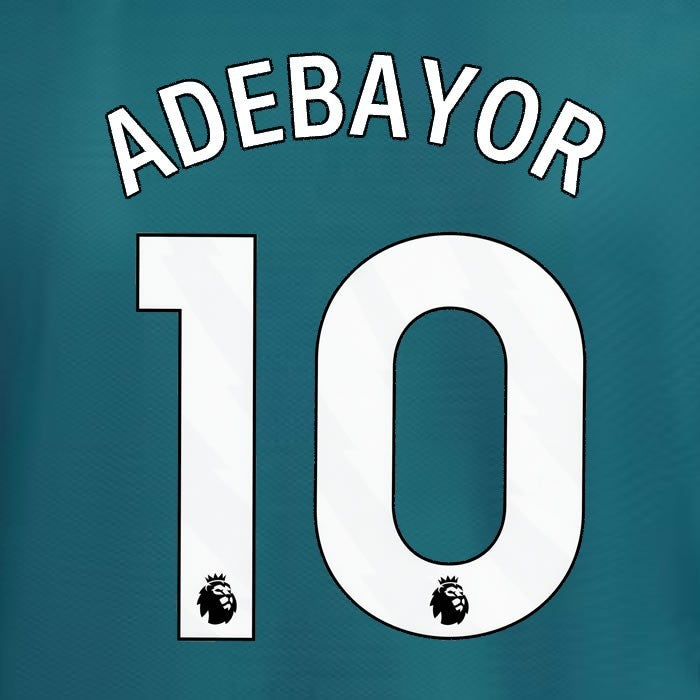 2023 2024 ARSENAL ADEBAYOR 10 WHITE 3RD OFFICIAL PLAYER SIZE NAME SET