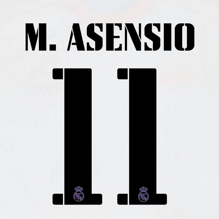 22 23 AVERY DENNISON REAL MADRID M. ASENSIO 11 HOME BLACK PLAYER SIZE NAMESET
