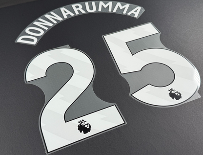 MAN CITY 25/26 DONNARUMMA 25 OFFICIAL AVERY DENNISON WHITE PLAYER SIZE NAME SET