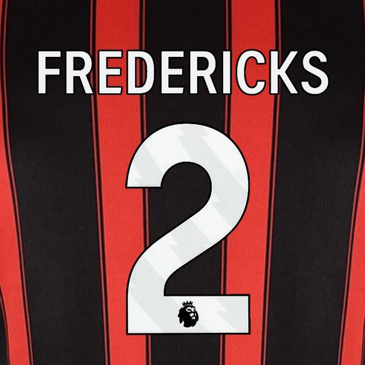 2023 2024 BOURNEMOUTH FREDERICKS 2 WHITE HOME PLAYER SIZE NAME SET