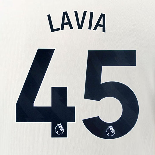 2025 2026 OFFICIAL CHELSEA LAVIA 45 BLACK AWAY PLAYER SIZE NAMESET