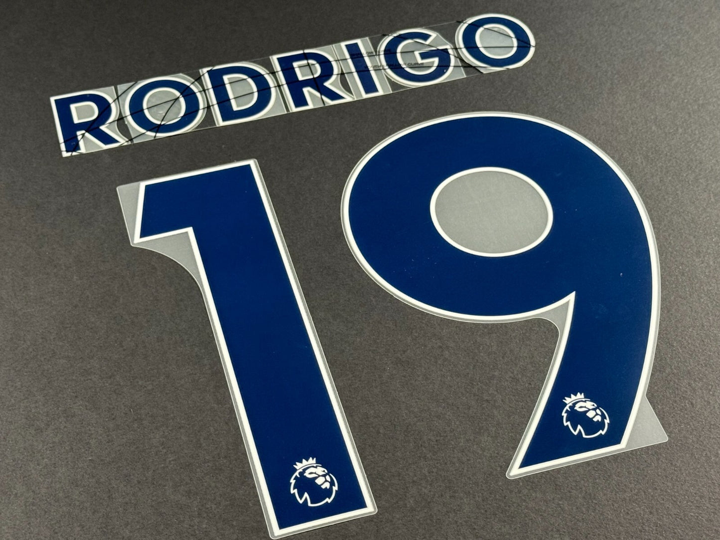 LEEDS UNITED 2022 2023 RODRIGO 19 OFFICIAL AVERY BLUE PLAYER SIZE NAME SET