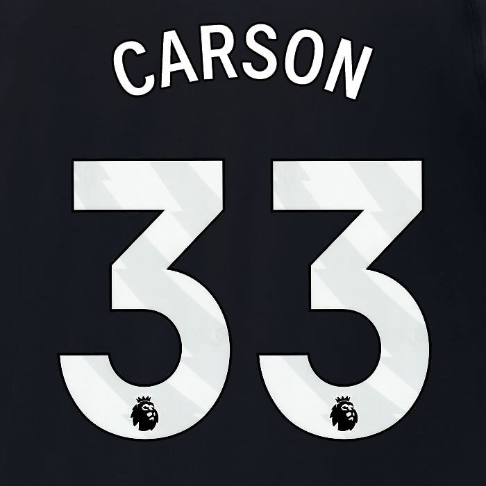 2024 2025 MANCHESTER CITY CARSON 33 WHITE AWAY PLAYER SIZE NAME SET