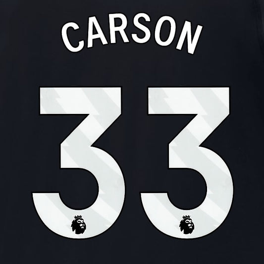 2024 2025 MANCHESTER CITY CARSON 33 WHITE AWAY PLAYER SIZE NAME SET